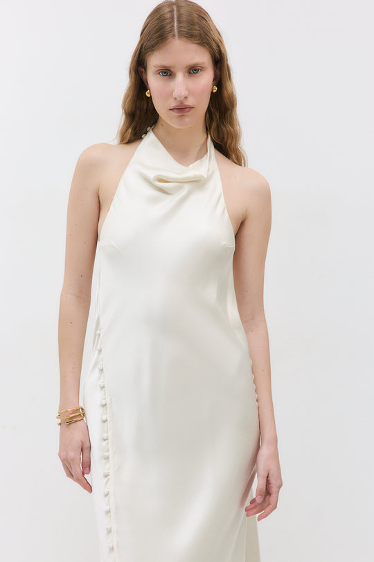 Satin Drape Maxi Dress