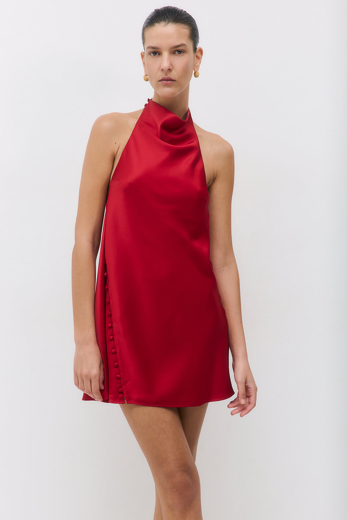 Satin Drape Mini Dress - Dé Rococo
