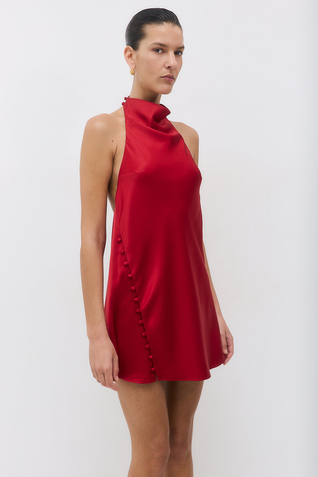 Satin Drape Mini Dress - Dé Rococo