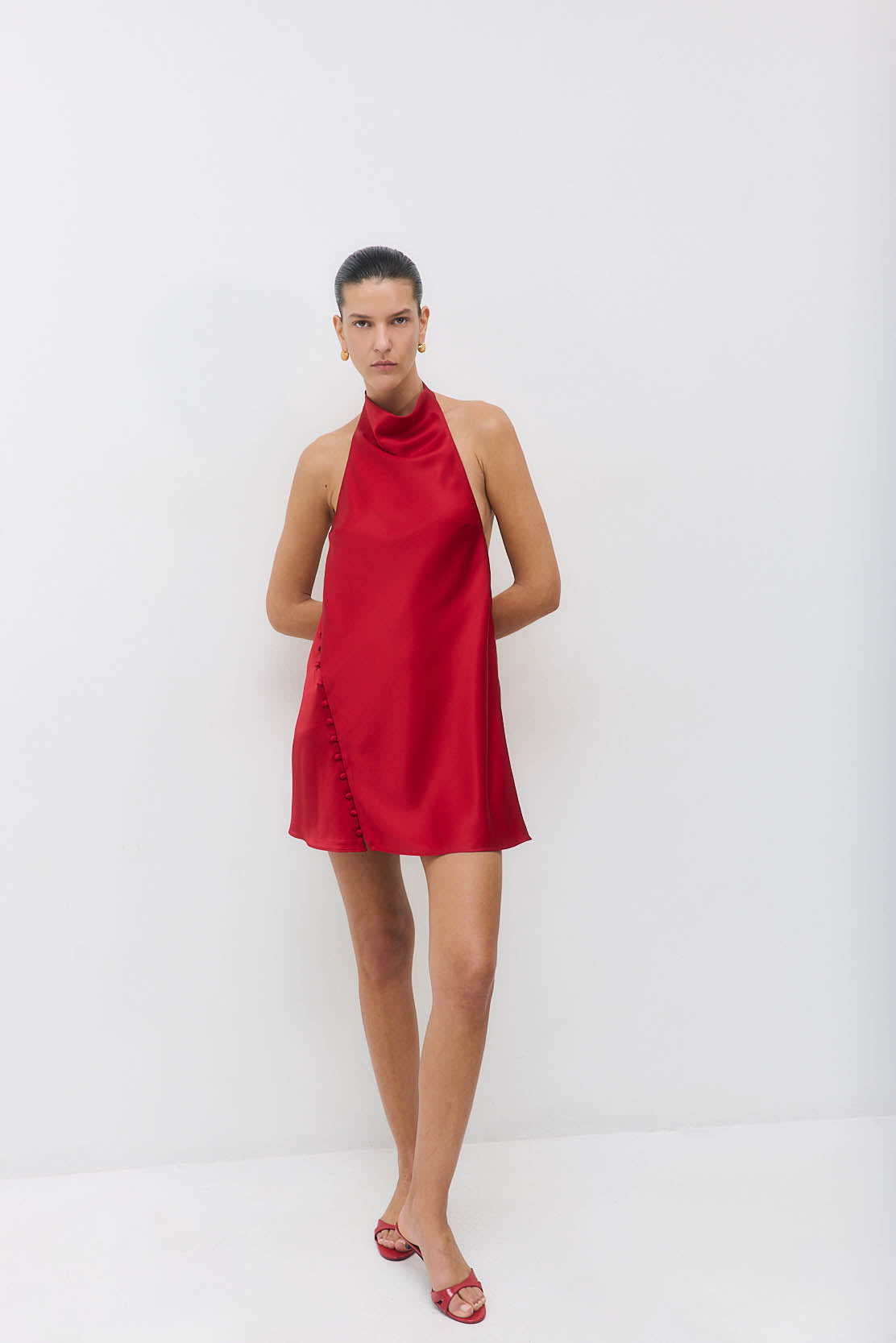 Satin Drape Mini Dress - Dé Rococo