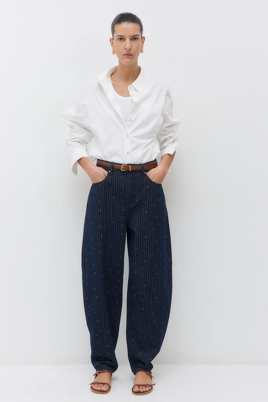 Striped Drill Barrel Pants