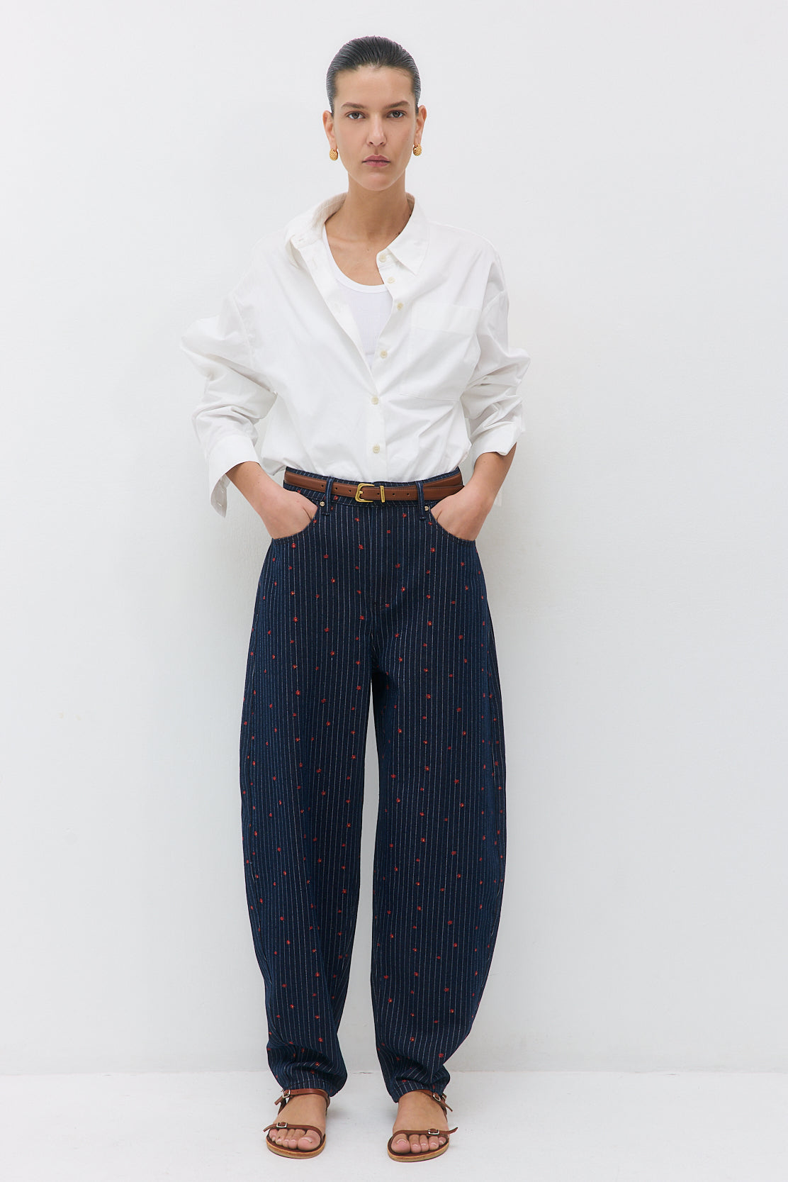 Striped Drill Barrel Pants - Dé Rococo