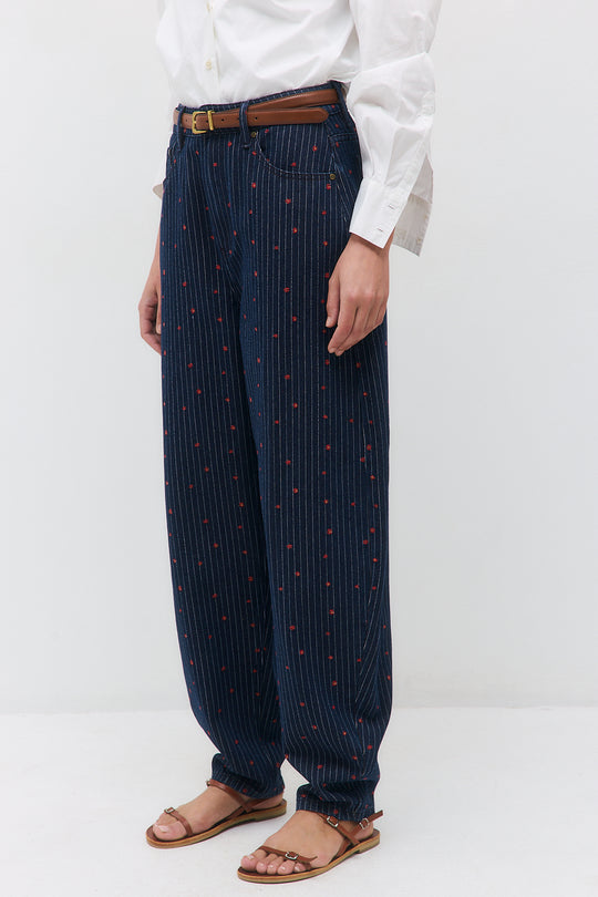 Striped Drill Barrel Pants