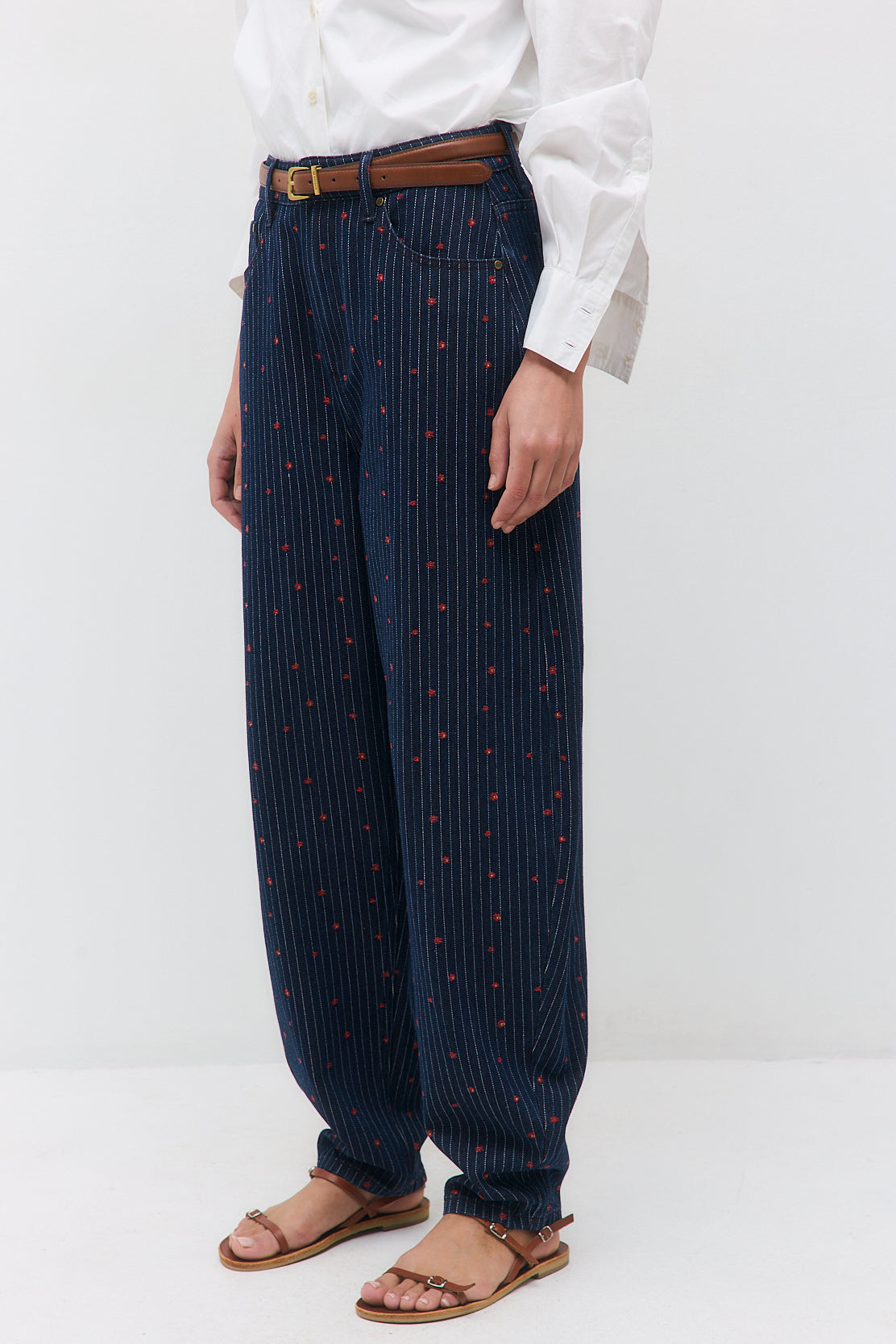 Striped Drill Barrel Pants - Dé Rococo