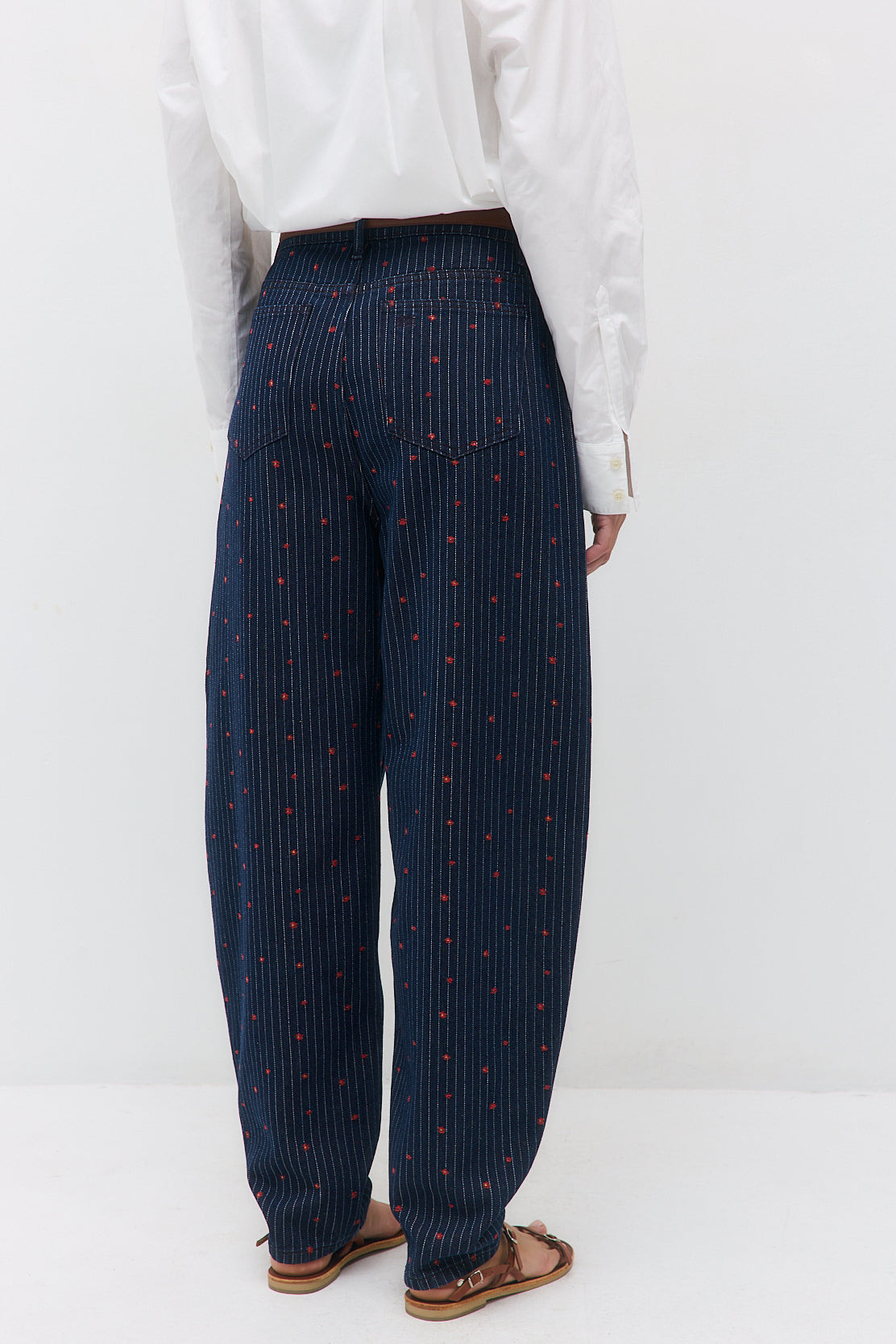 Striped Drill Barrel Pants - Dé Rococo