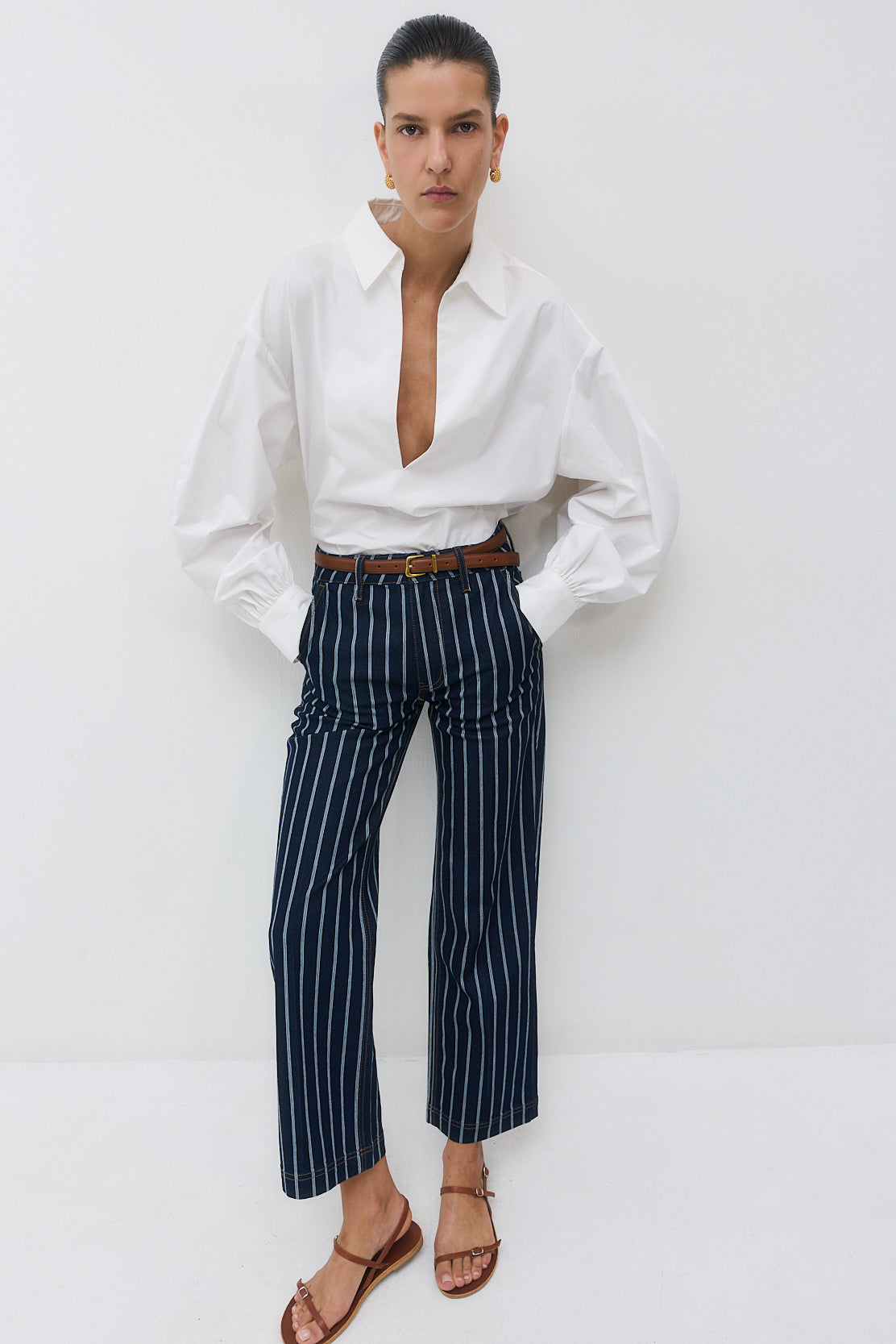 Striped Drill Relaxed Pants - Dé Rococo