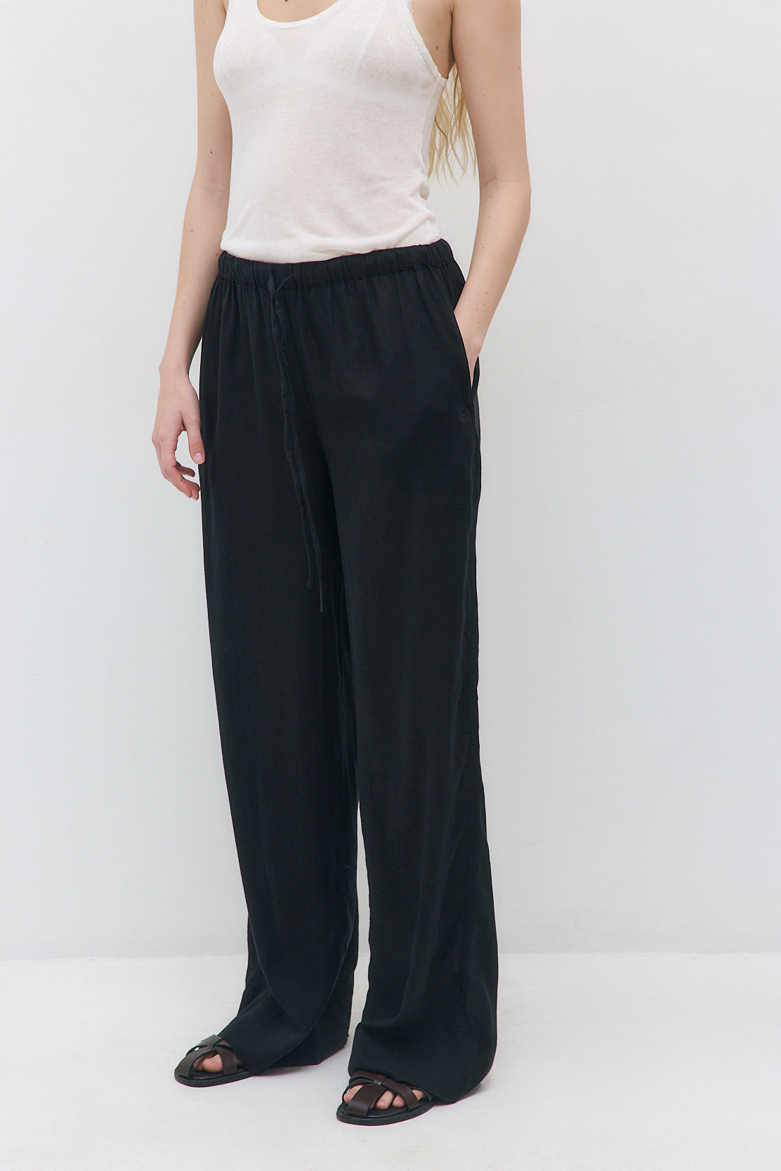 Straight Leg Linen Pants - Dé Rococo