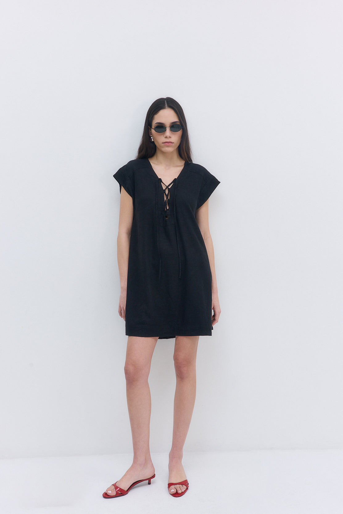 Linen String Tie Dress - Dé Rococo