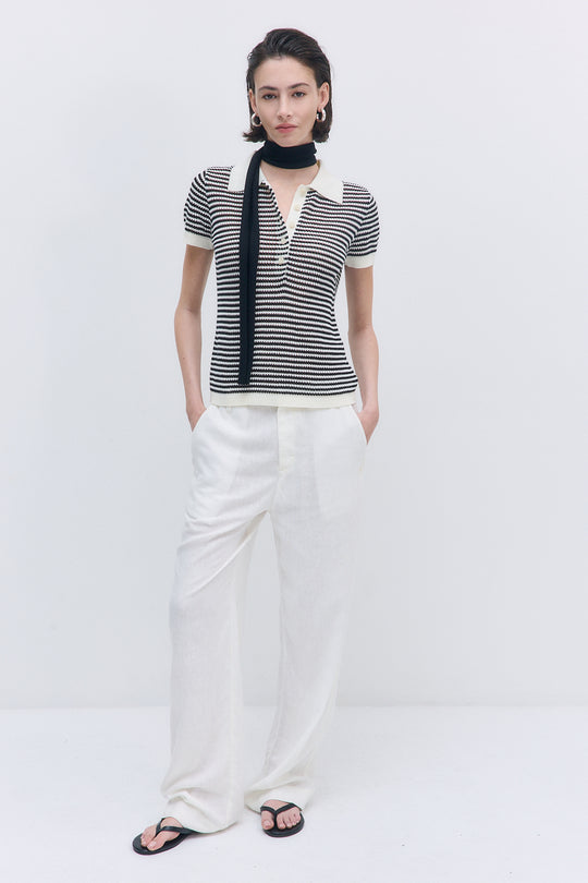 Striped Crochet Polo