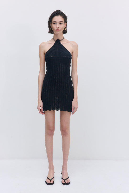 Fuzzy Halter Mini Dress