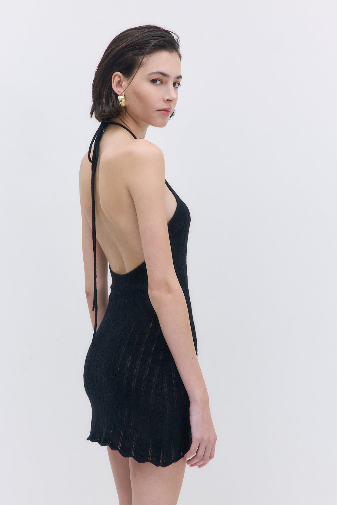 Fuzzy Halter Mini Dress