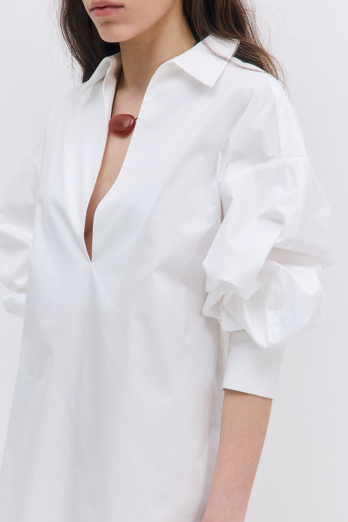 Oversized V Neck Poplin Blouse - Dé Rococo
