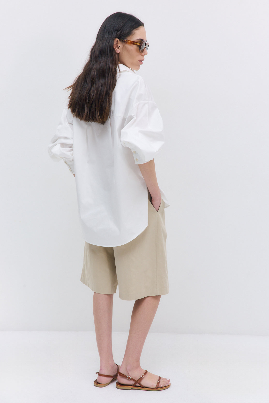 Oversized V Neck Poplin Blouse - Dé Rococo