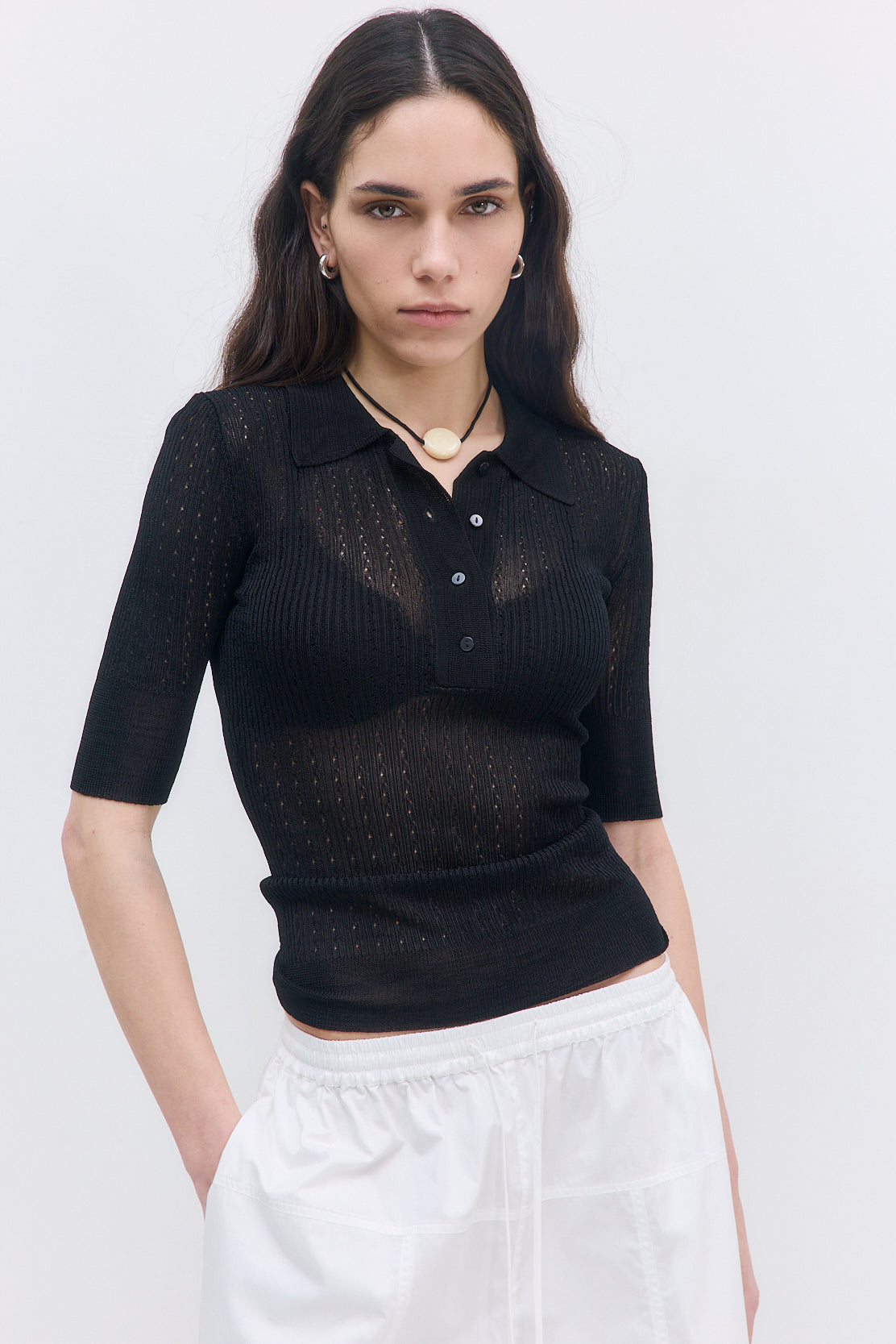 Sheer Crochet Polo - Dé Rococo
