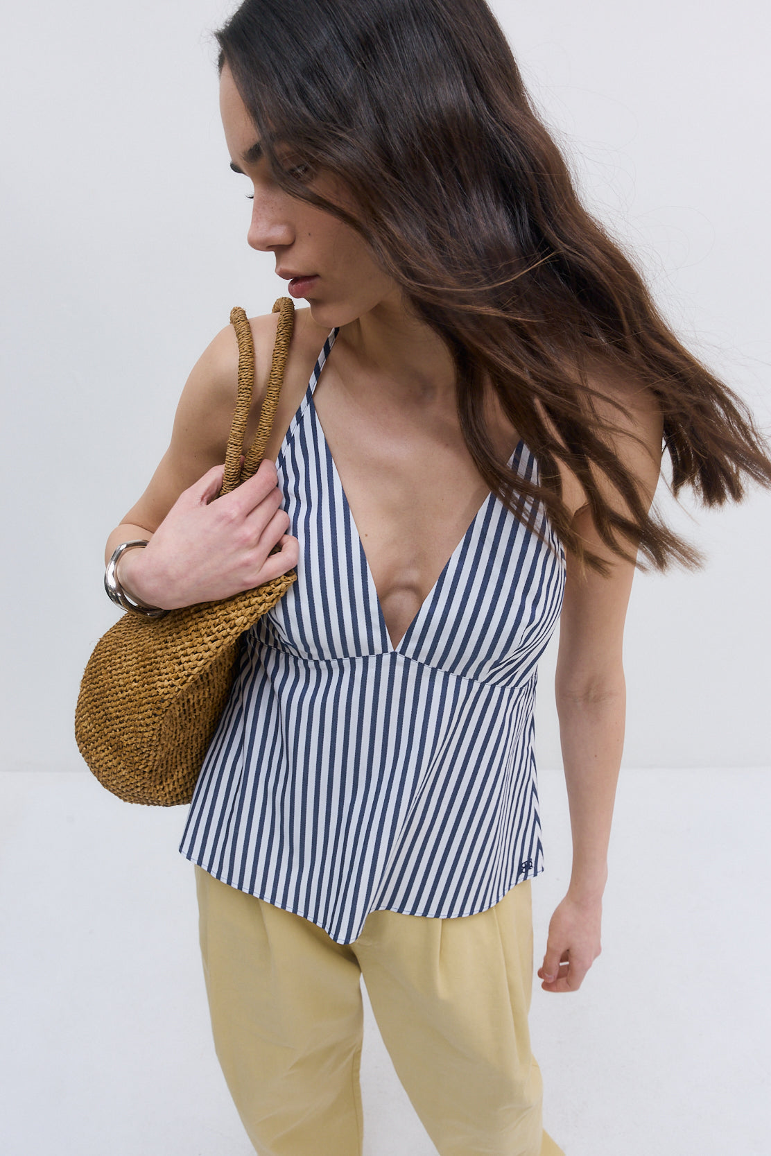 Poplin V Neck Blouse