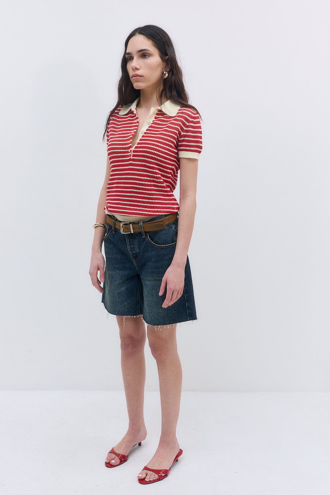 Striped Crochet Polo