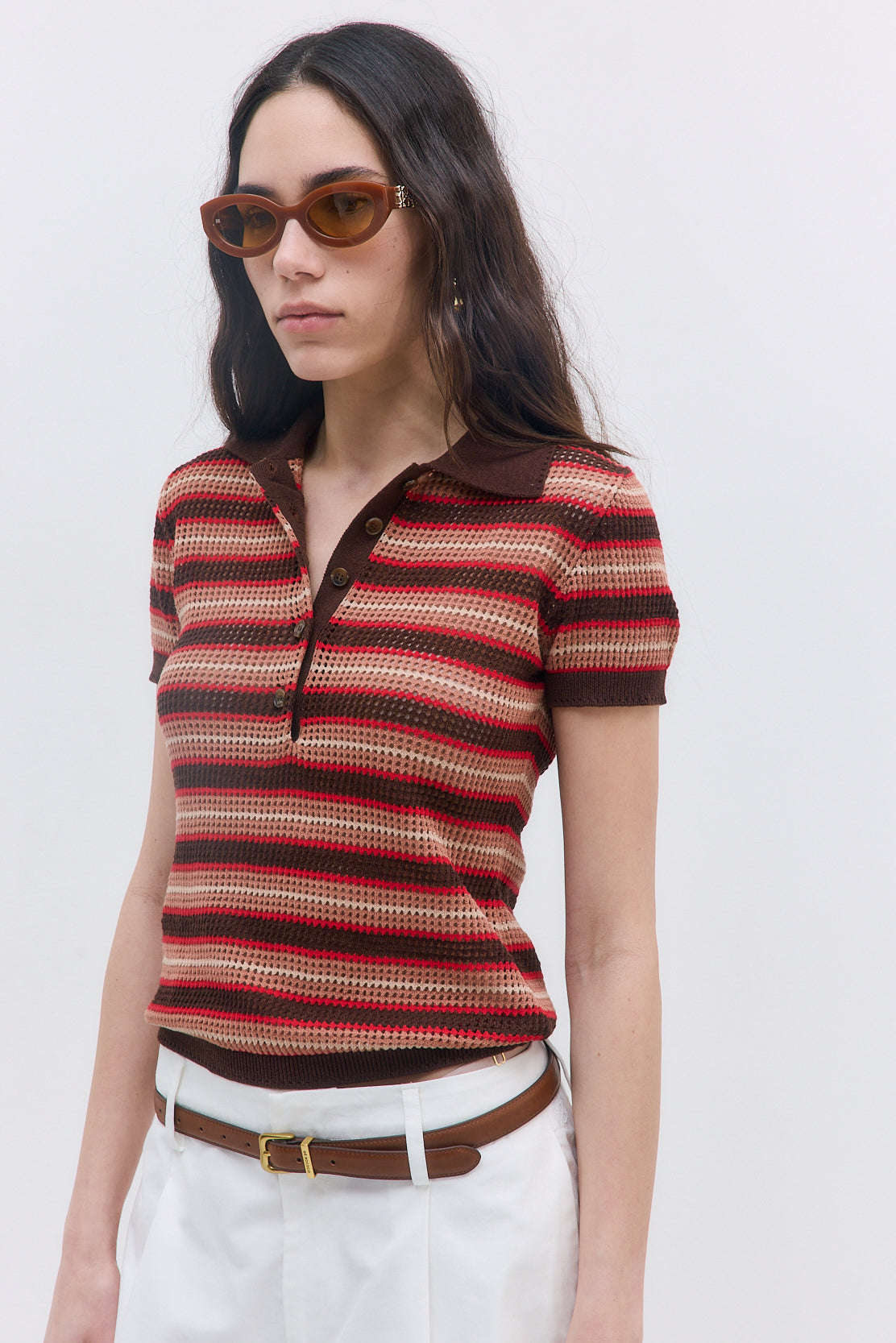 Striped Crochet Polo
