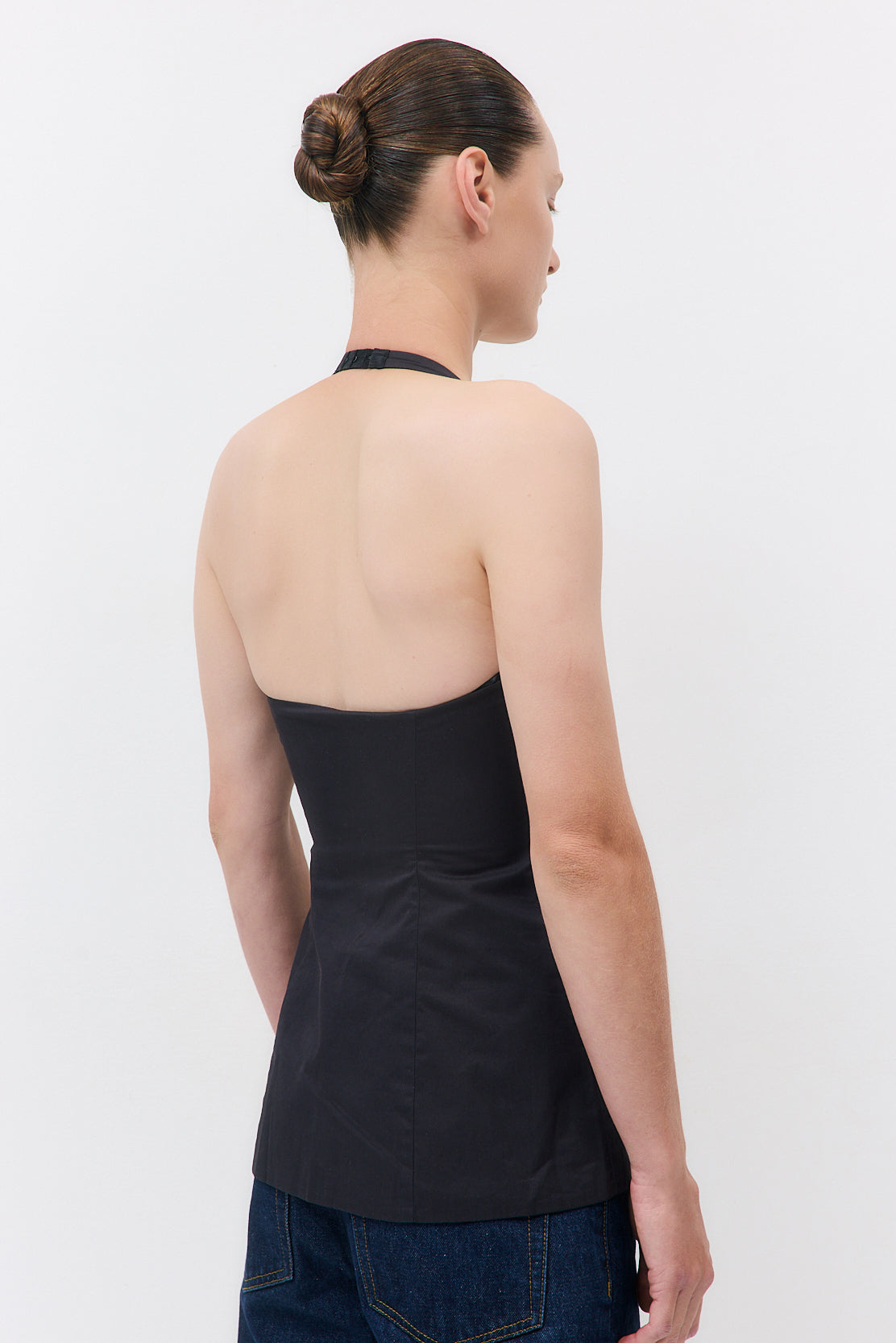 Fitted Poplin Halter Neck