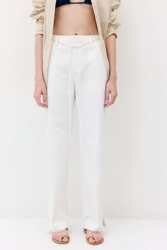 Mid Waist Cotton String Pants