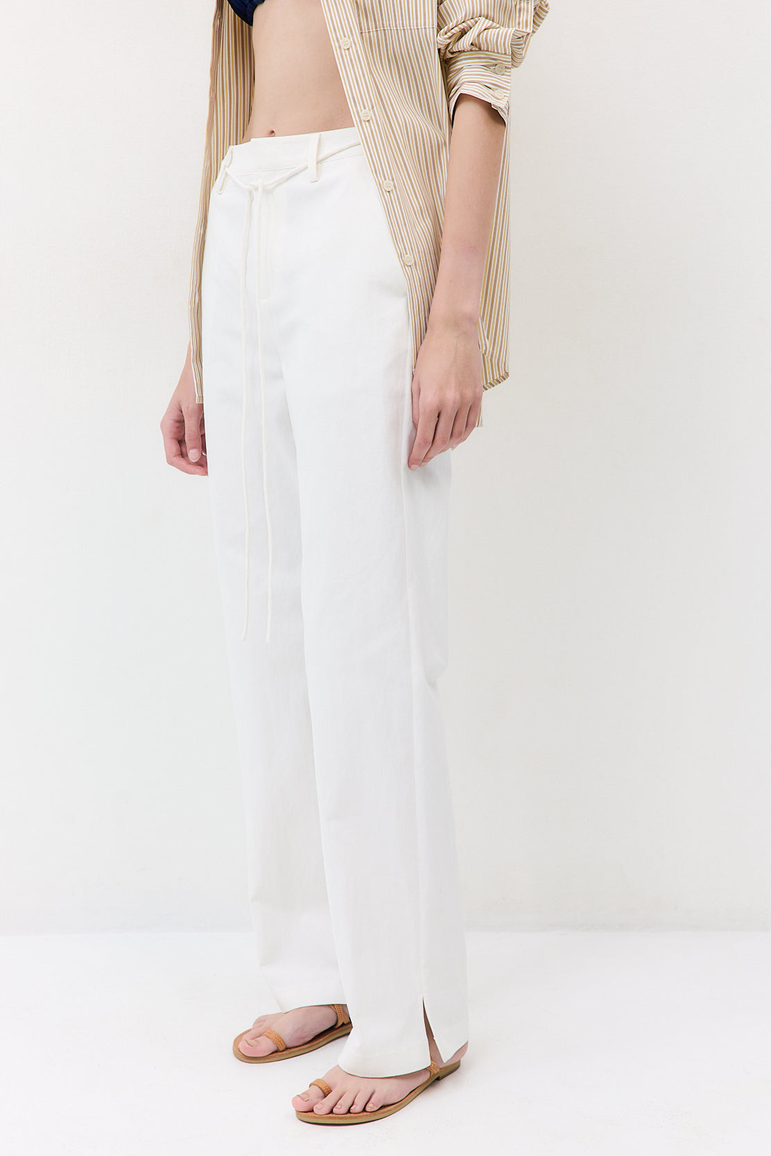 Mid Waist Cotton String Pants