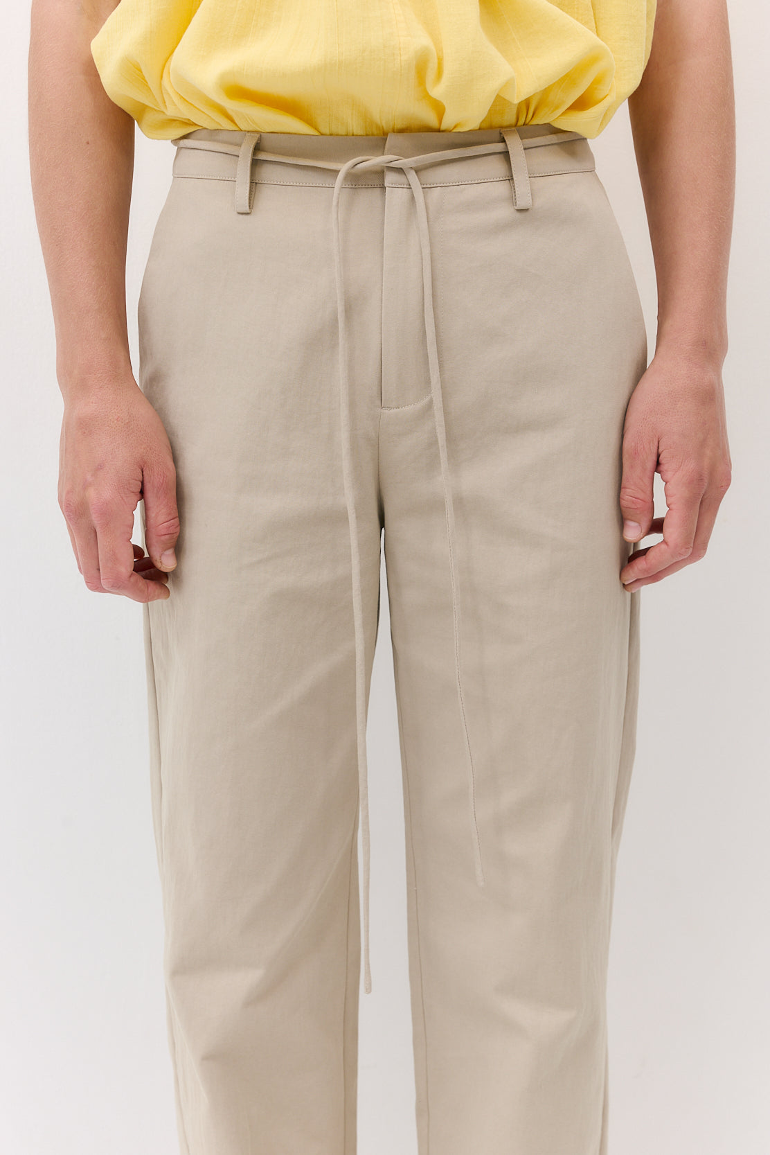 Mid Waist Cotton String Pants