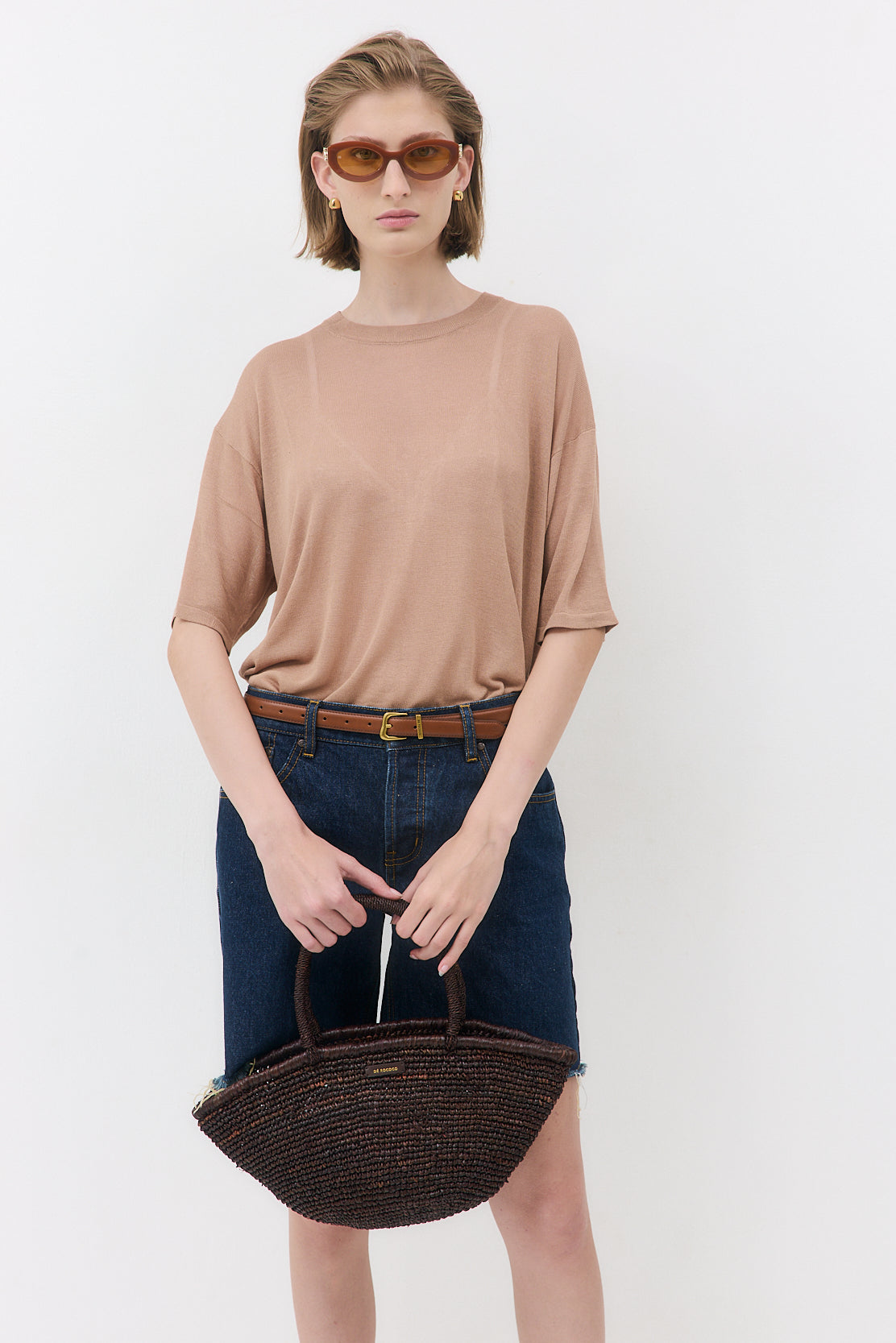 Raffia Crochet Basket Bag