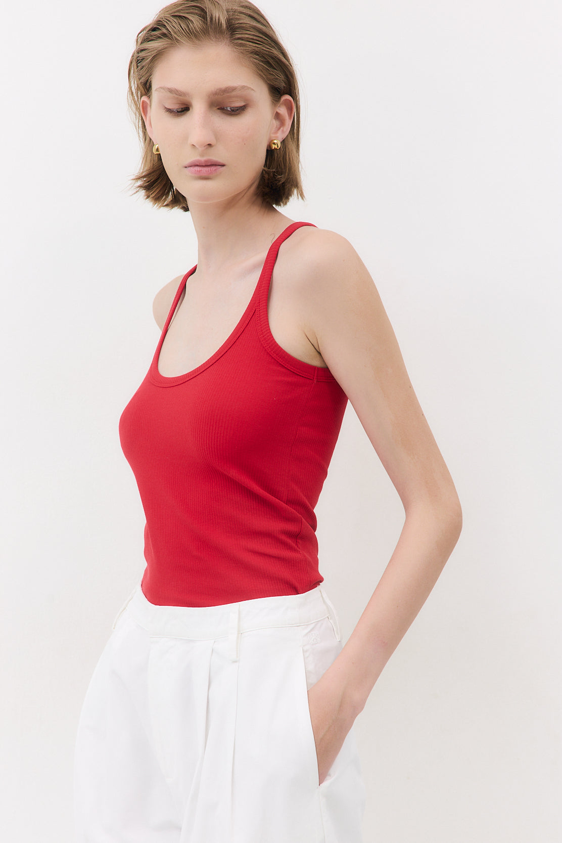 Ribbed Scoop Neck Tank