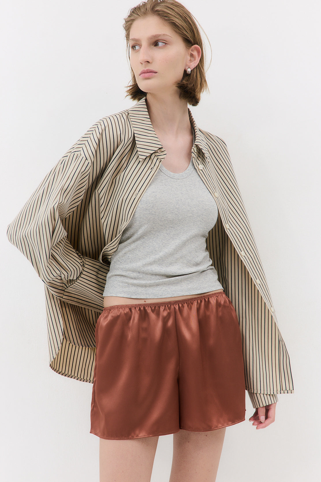Mid Waist Satin Shorts - Dé Rococo