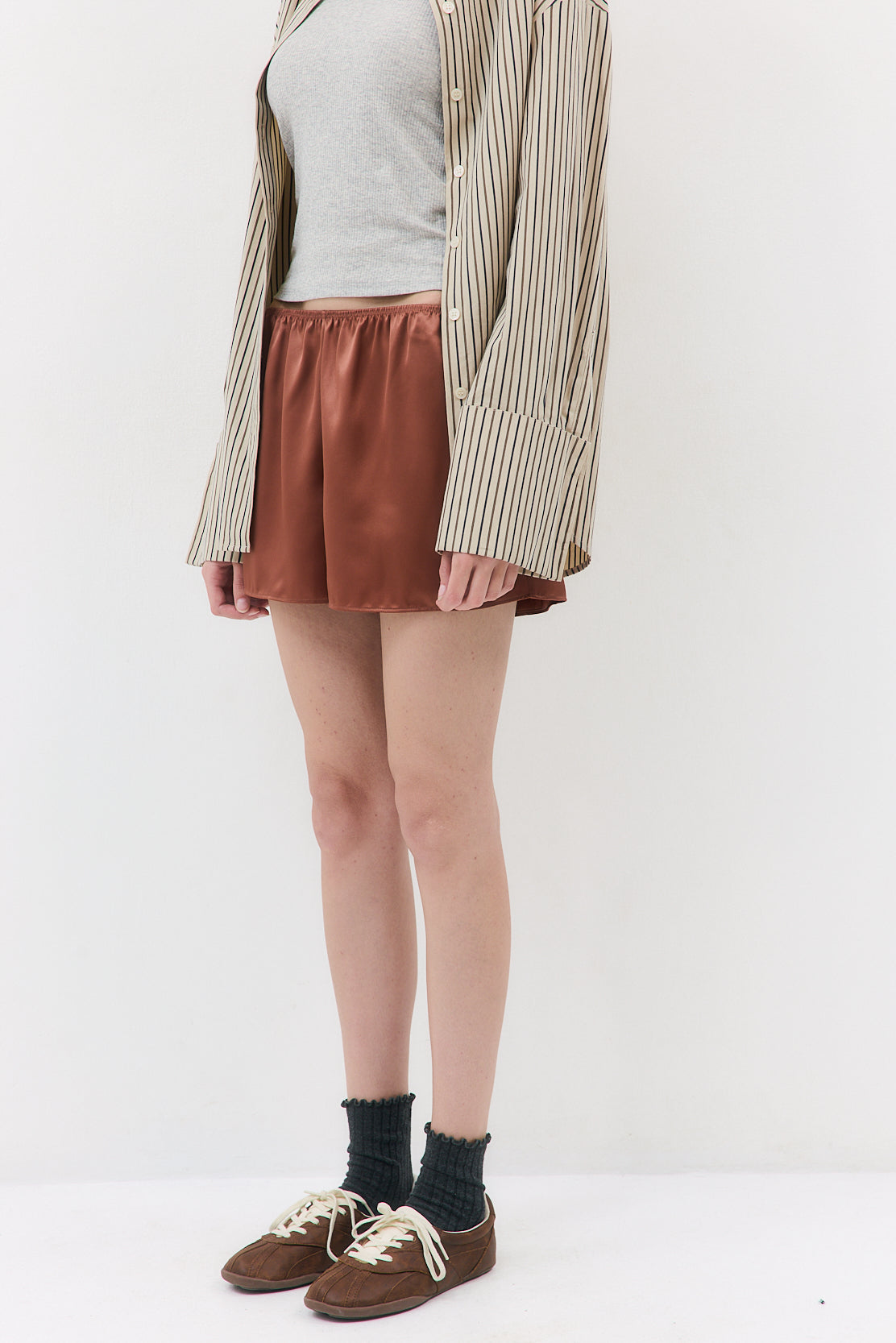 Mid Waist Satin Shorts - Dé Rococo