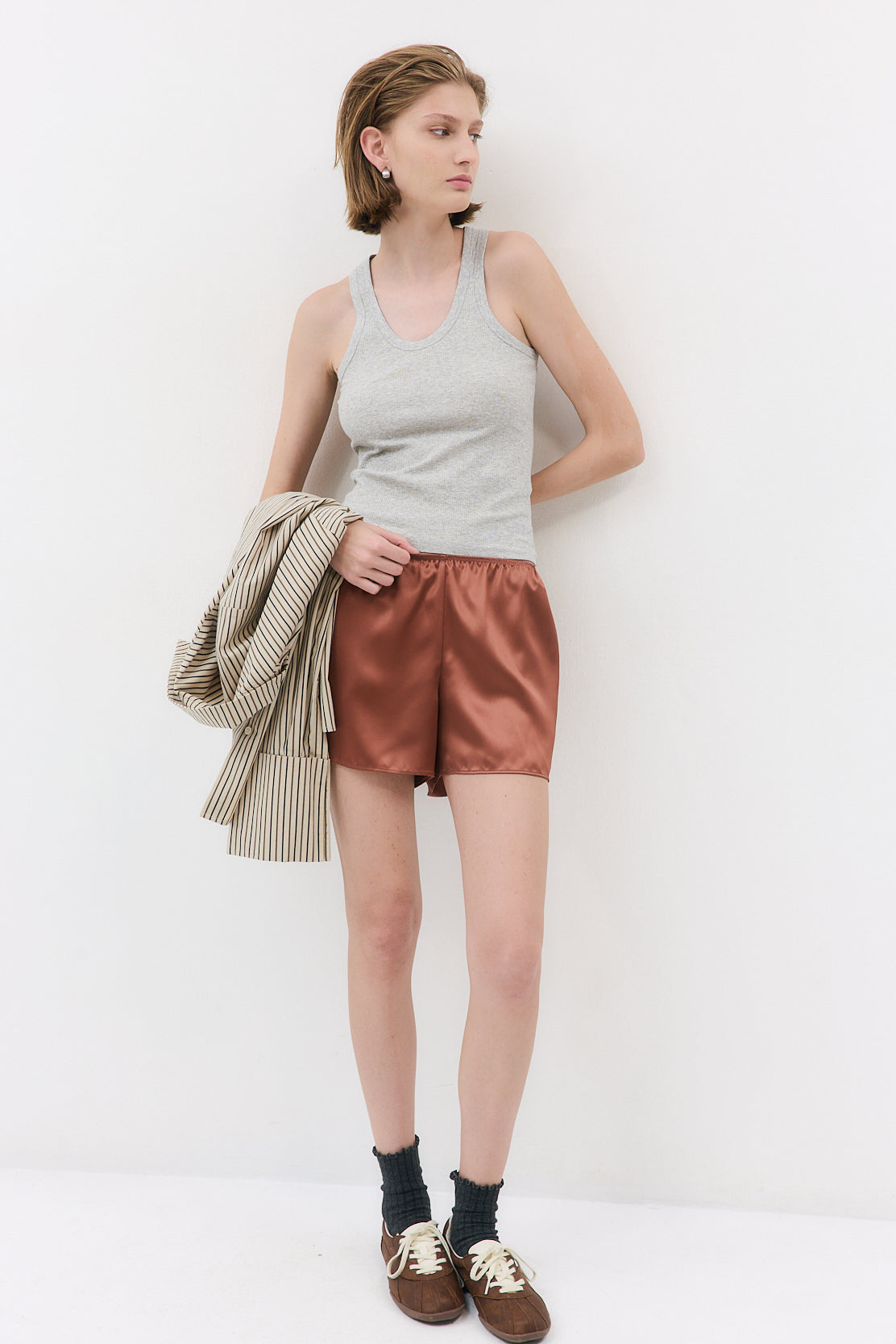 Mid Waist Satin Shorts - Dé Rococo