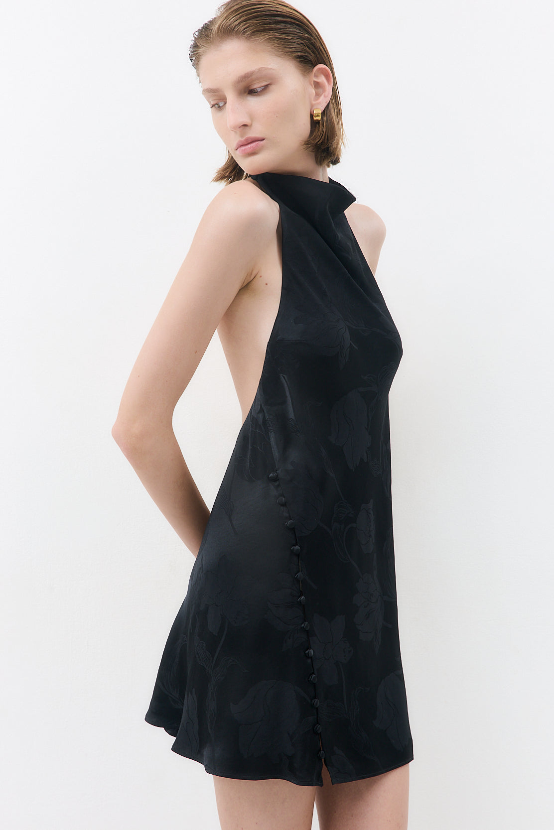 Satin Drape Mini Dress