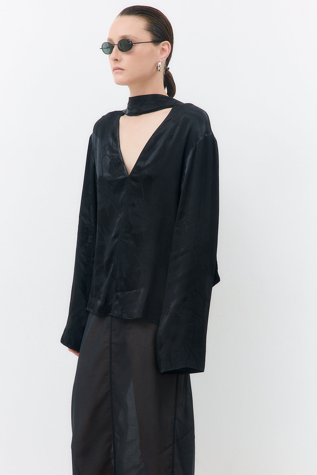 Satin V Neck Blouse