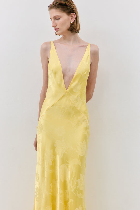 Deep V Satin Maxi Dress