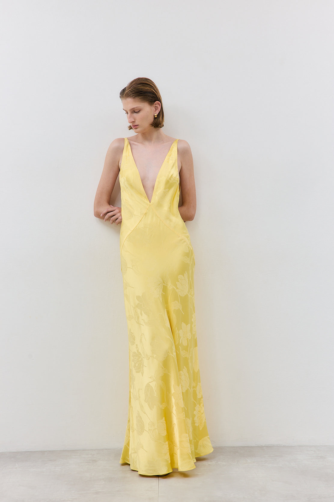 Deep V Satin Maxi Dress