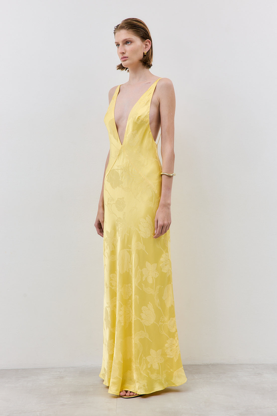 Deep V Satin Maxi Dress