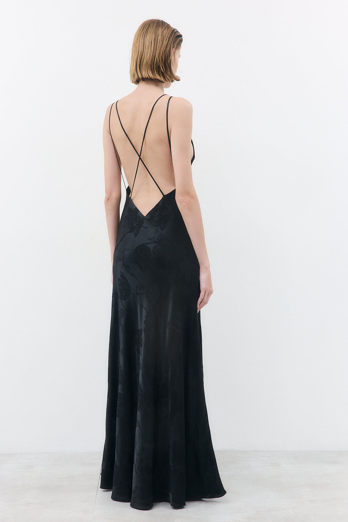 Deep V Satin Maxi Dress
