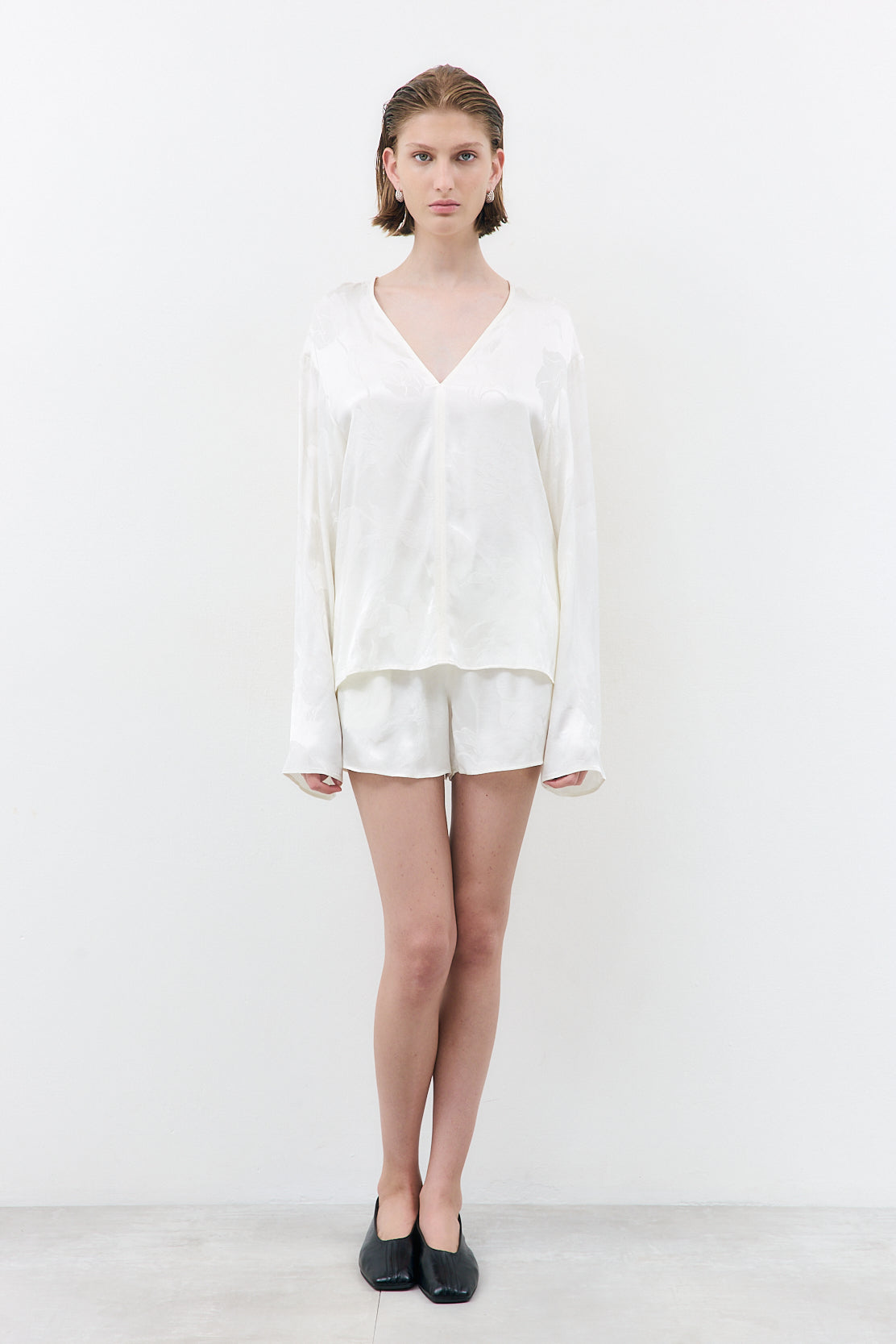 Satin V Neck Blouse