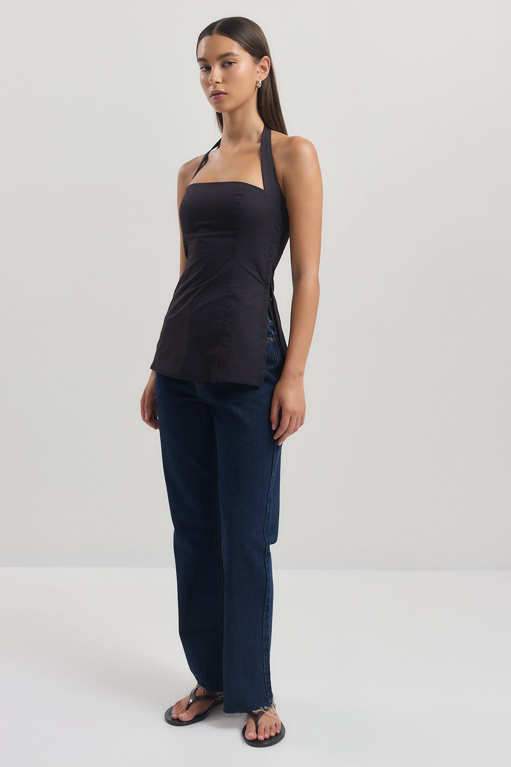 Fitted Poplin Halter Neck