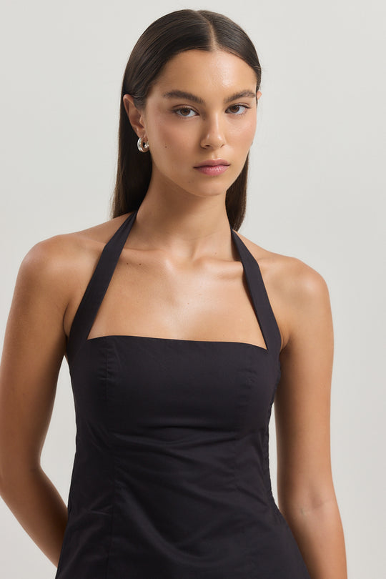 Fitted Poplin Halter Neck