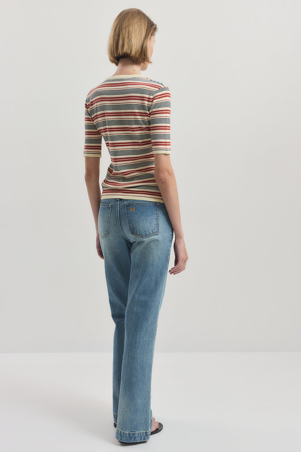 Mid Sleeve Striped Top