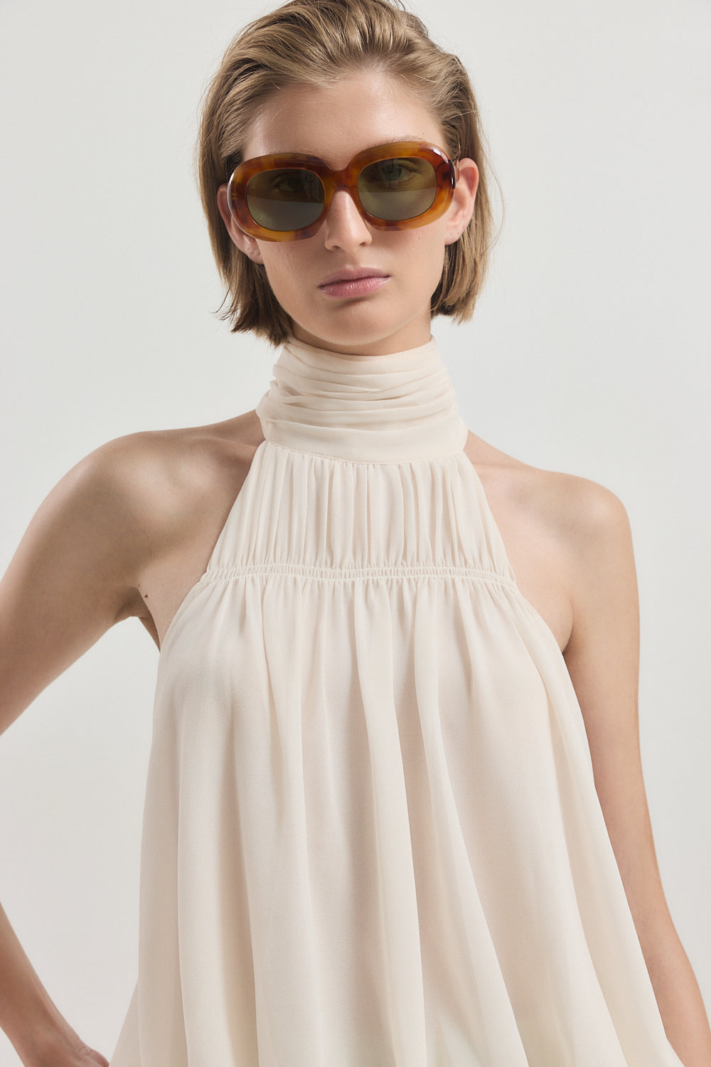 Shirred Golf Sleeveless Top