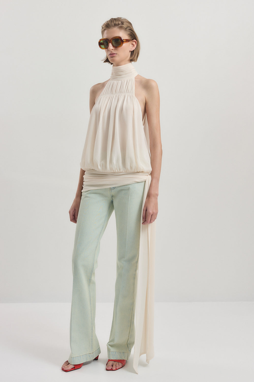 Shirred Golf Sleeveless Top