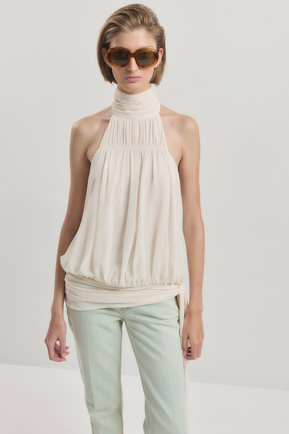 Shirred Golf Sleeveless Top