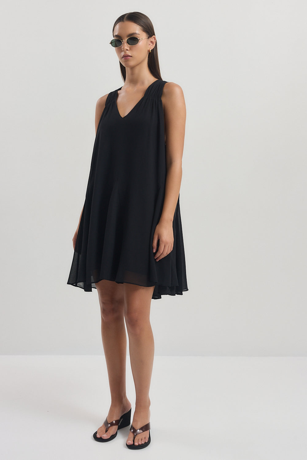 Flowy V Neck Mini Dress