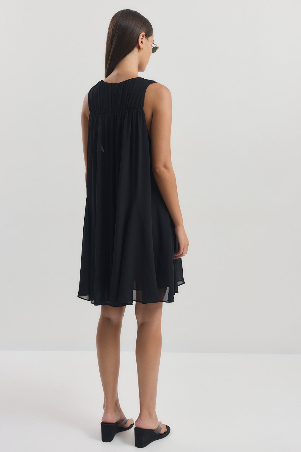 Flowy V Neck Mini Dress