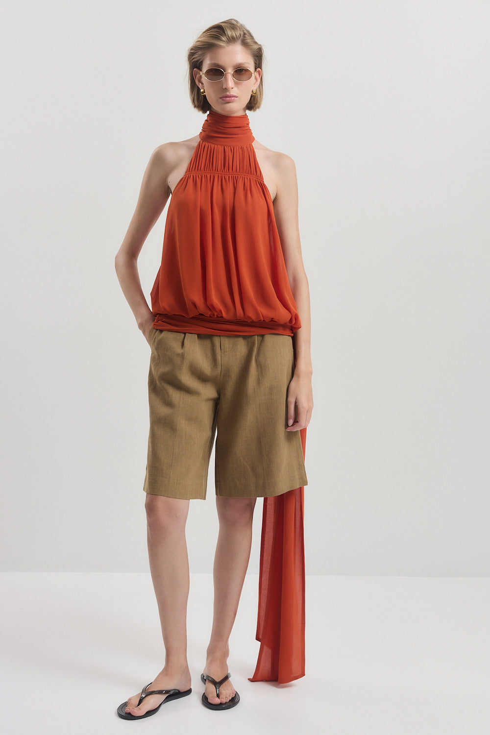 Shirred Golf Sleeveless Top