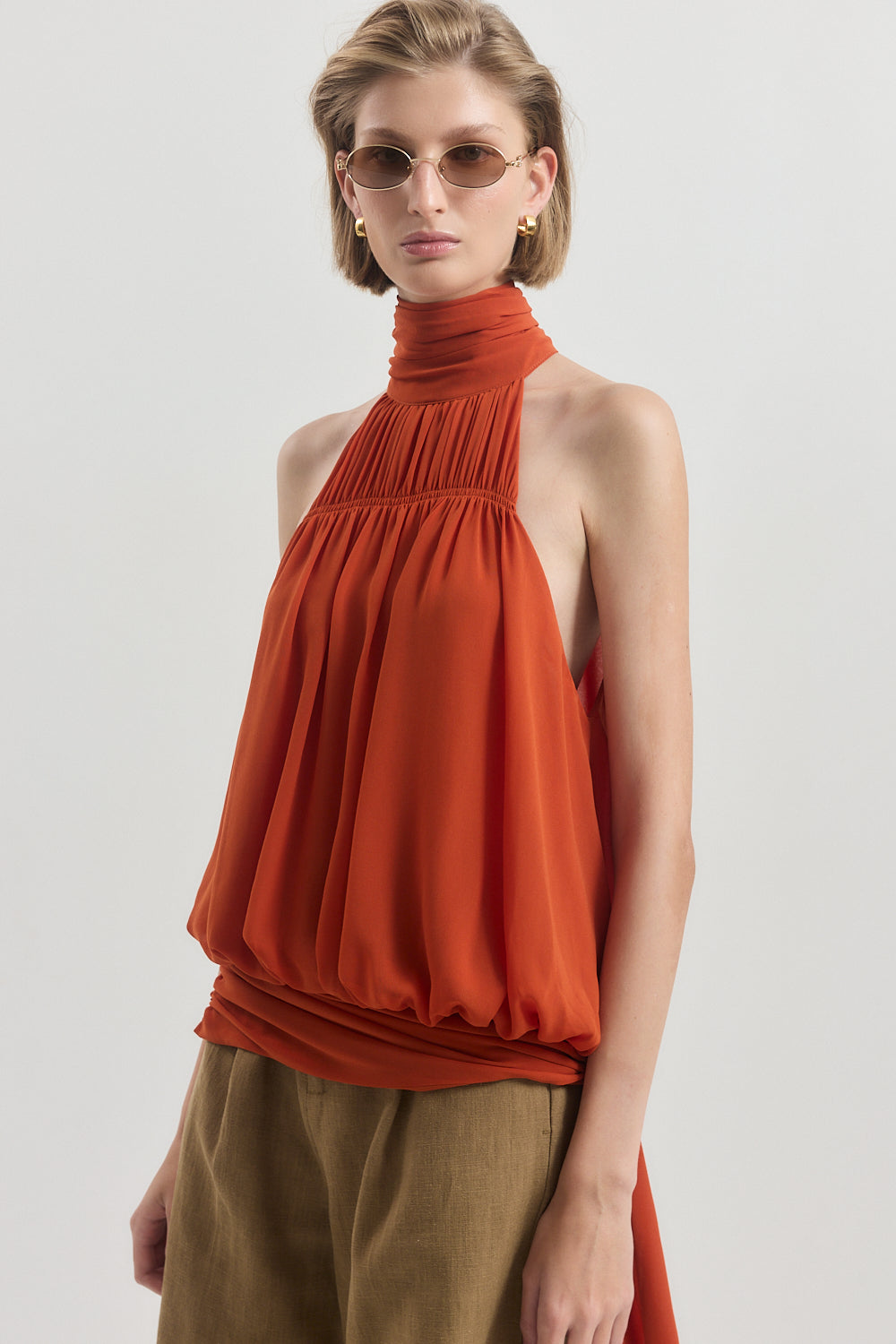 Shirred Golf Sleeveless Top