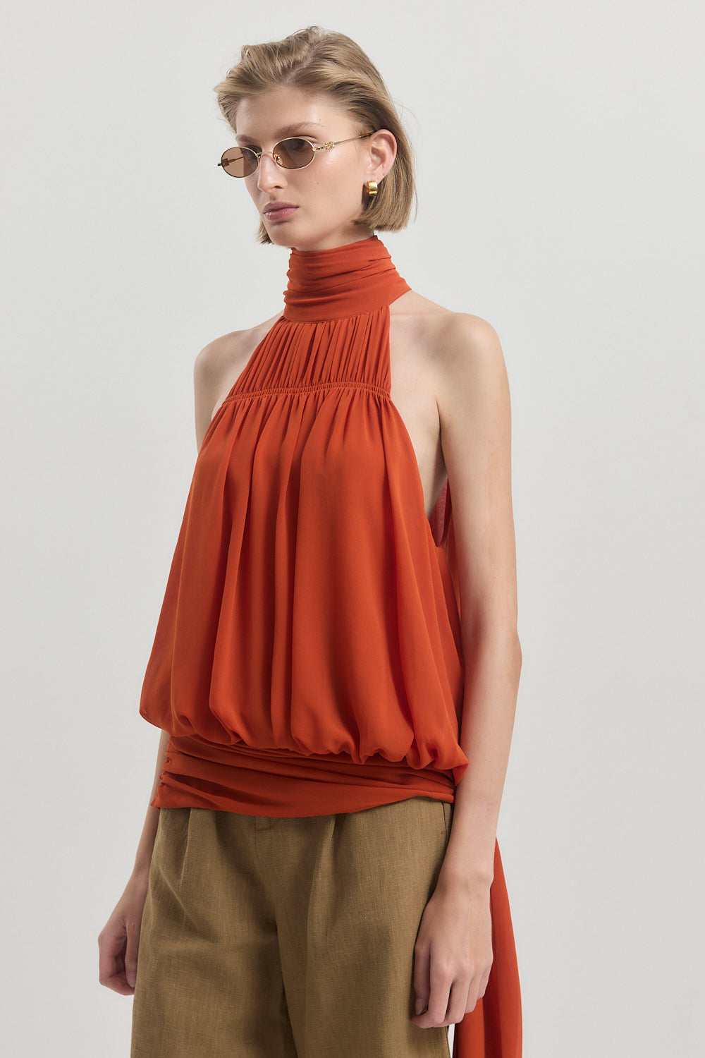 Shirred Golf Sleeveless Top