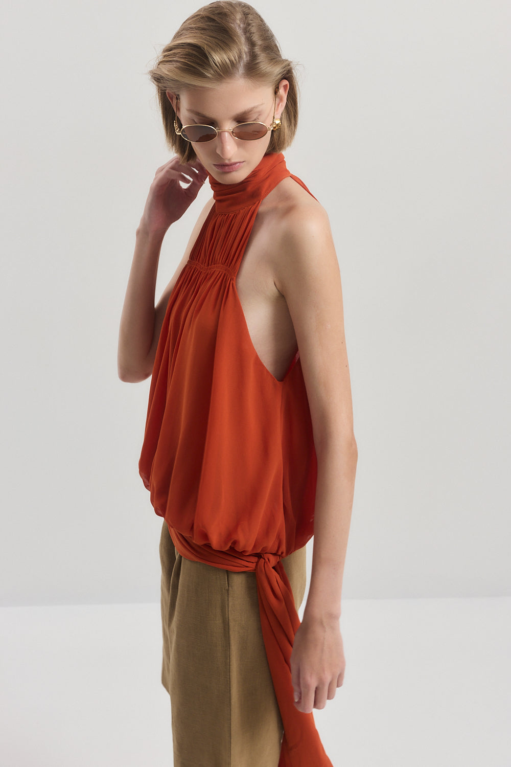 Shirred Golf Sleeveless Top