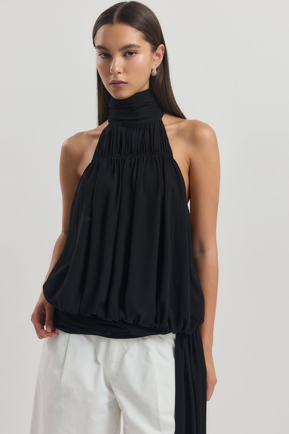 Shirred Golf Sleeveless Top